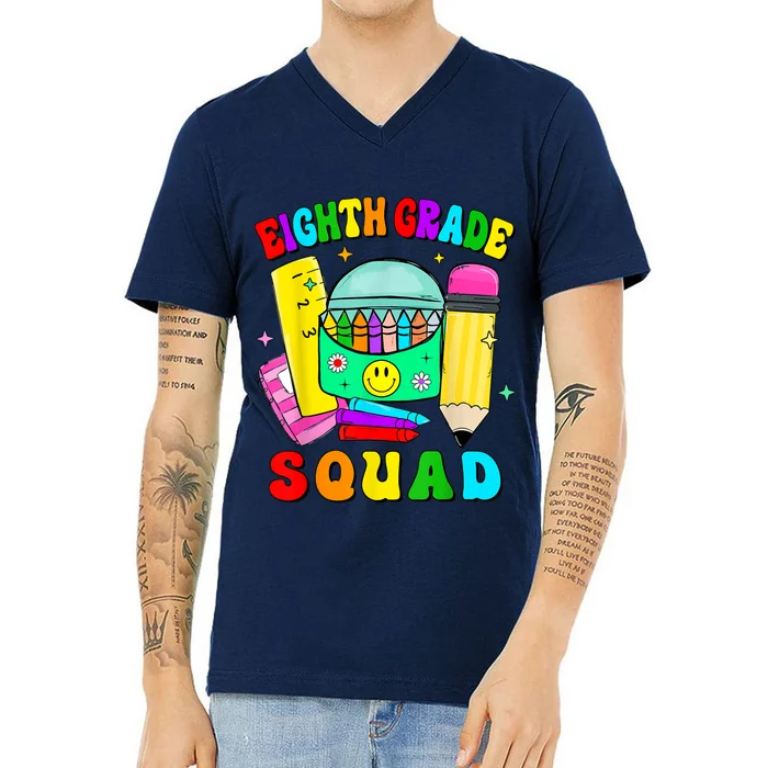 Eighth Grade Squad 8th Grade Team Back To School Boy Girl V-Neck T-Shirt