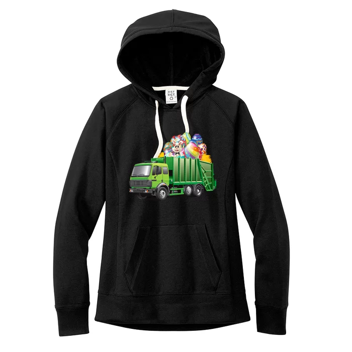 Easter Garbage Truck Eggs Funny Easter Day Great Gift Women's Fleece Hoodie