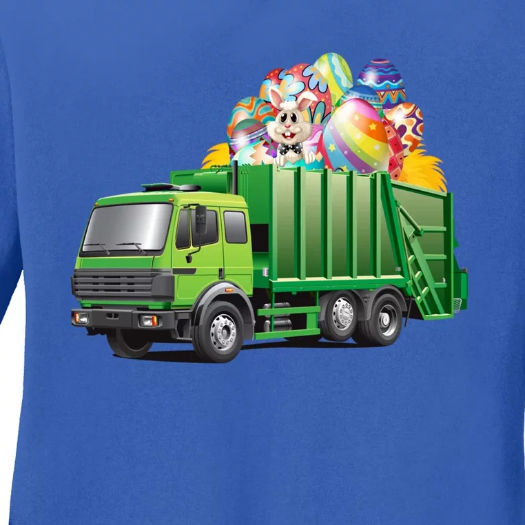 Easter Garbage Truck Eggs Funny Easter Day Great Gift Ladies Long Sleeve Shirt