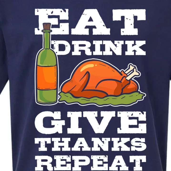 Eat Give Thanks Repeat Thanksgiving Turkey Cool Gift Sueded Cloud Jersey T-Shirt