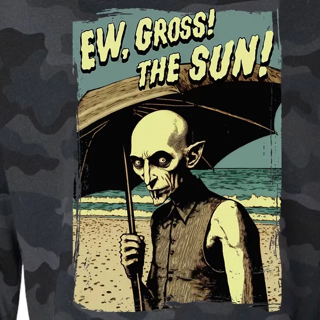 Ew Gross! The Sun! Vampire At The Sunny Beach Summer Goth Cropped Pullover Crew