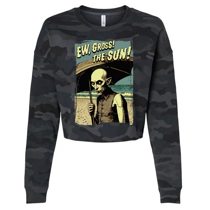 Ew Gross! The Sun! Vampire At The Sunny Beach Summer Goth Cropped Pullover Crew