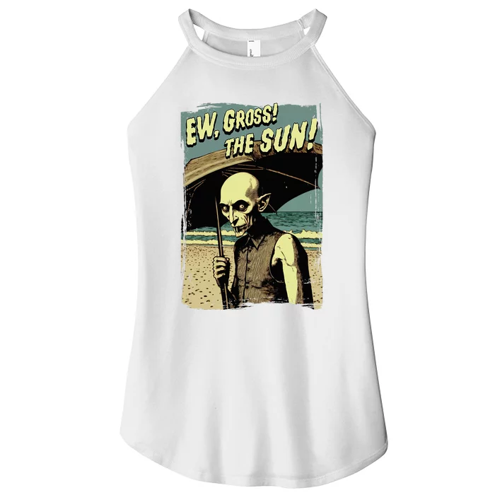 Ew Gross! The Sun! Vampire At The Sunny Beach Summer Goth Women’s Perfect Tri Rocker Tank