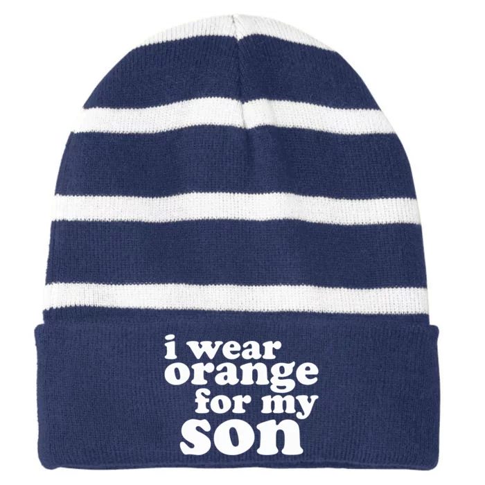 End Gun Violence Awareness For My Son I Wear Orange Striped Beanie with Solid Band