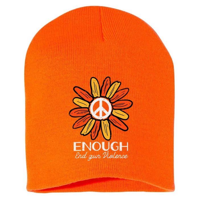 End Gun Violence Enough Awareness Orange Short Acrylic Beanie