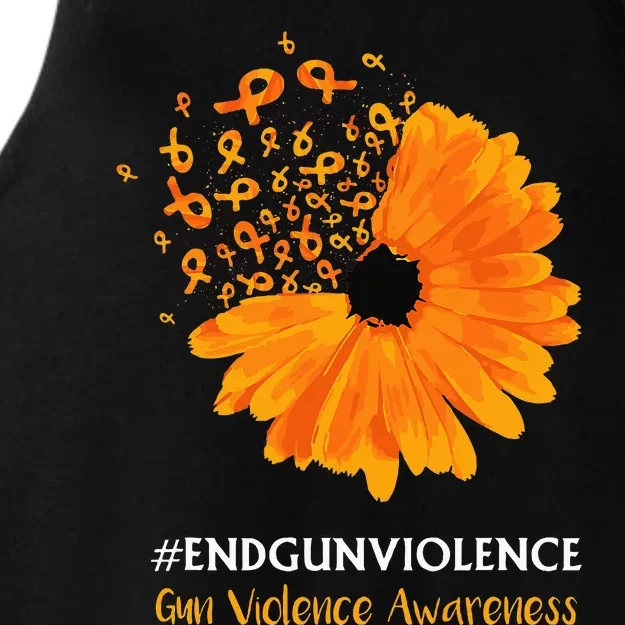 End Gun Violence Awareness Orange Ribbon Sunflower Ladies Tri-Blend Wicking Tank