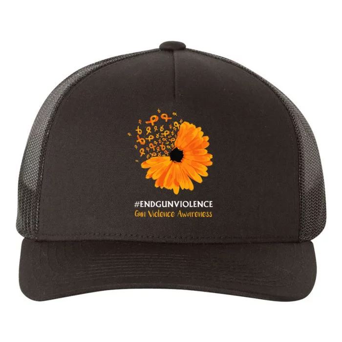 End Gun Violence Awareness Orange Ribbon Sunflower Yupoong Adult 5-Panel Trucker Hat