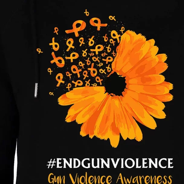 End Gun Violence Awareness Orange Ribbon Sunflower Womens Funnel Neck Pullover Hood