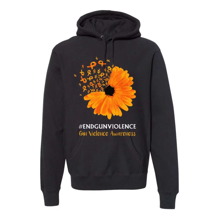 End Gun Violence Awareness Orange Ribbon Sunflower Premium Hoodie