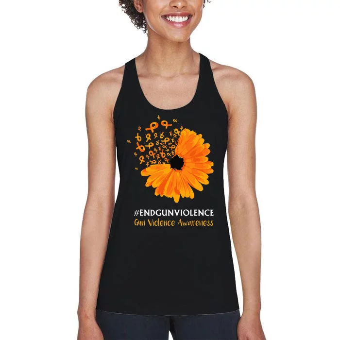 End Gun Violence Awareness Orange Ribbon Sunflower Women's Racerback Tank