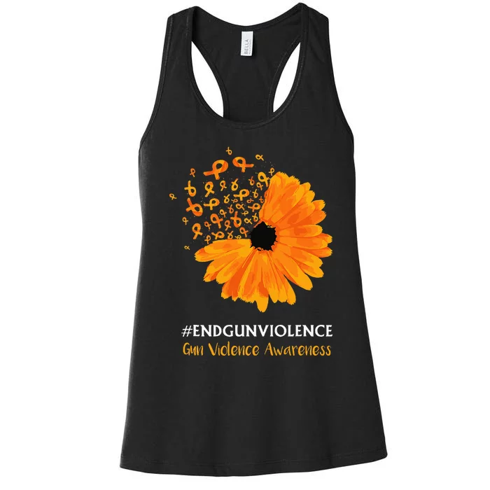 End Gun Violence Awareness Orange Ribbon Sunflower Women's Racerback Tank