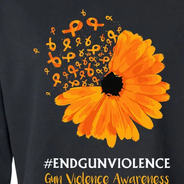 End Gun Violence Awareness Orange Ribbon Sunflower Cropped Pullover Crew