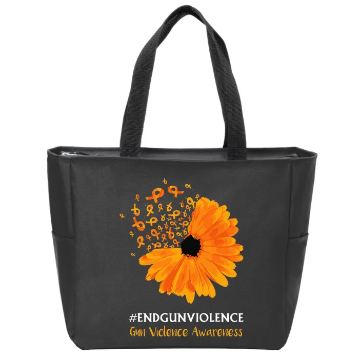 End Gun Violence Awareness Orange Ribbon Sunflower Zip Tote Bag