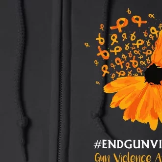 End Gun Violence Awareness Orange Ribbon Sunflower Full Zip Hoodie