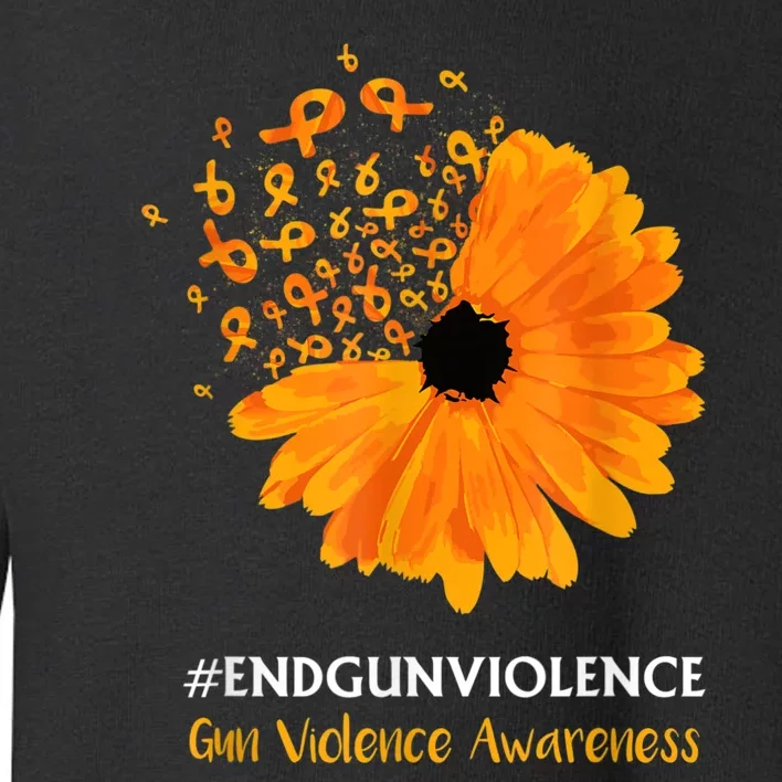 End Gun Violence Awareness Orange Ribbon SunFlower Toddler Sweatshirt