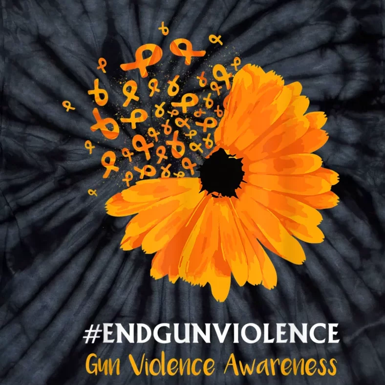 End Gun Violence Awareness Orange Ribbon SunFlower Tie-Dye T-Shirt