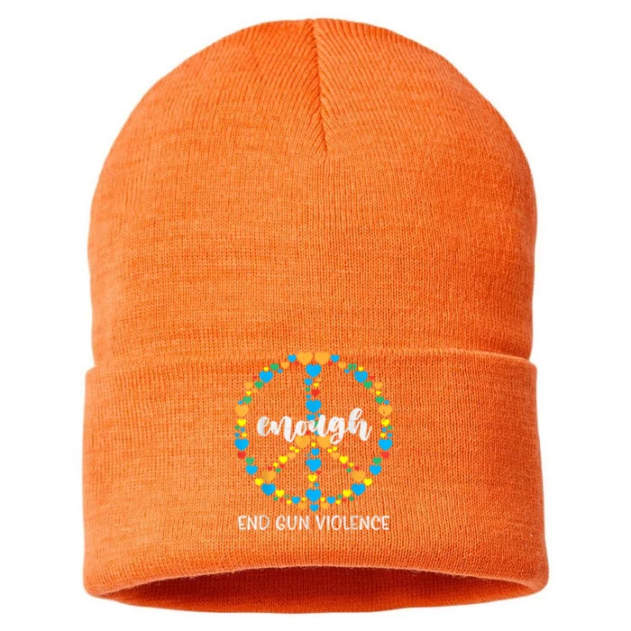 End Gun Violence Awareness Peace Enough Orange Sustainable Knit Beanie