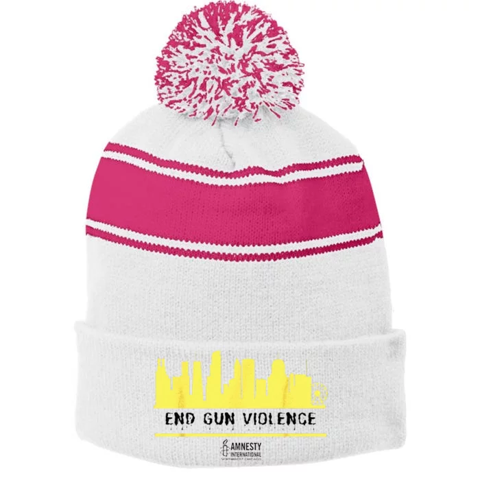 End Gun Violence Stripe Pom Pom Beanie