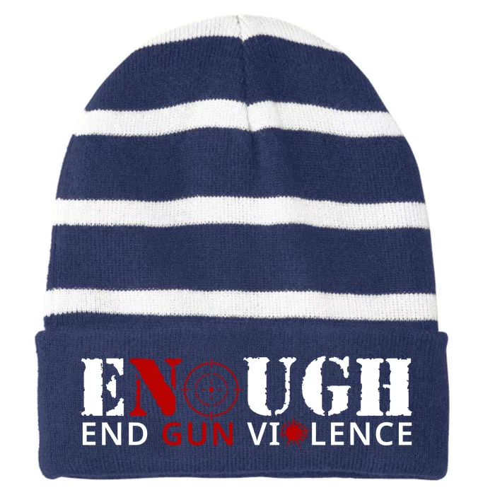 End Gun Violence Wear Orange No Gun Violence Striped Beanie with Solid Band