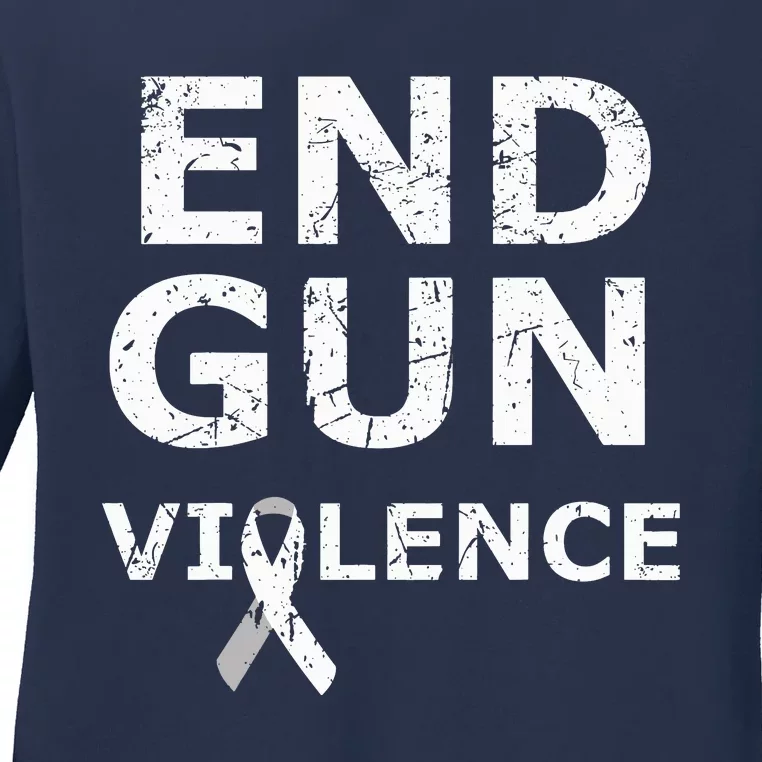 End Gun Violence Ribbon Ladies Long Sleeve Shirt