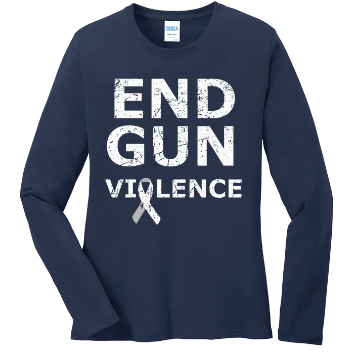 End Gun Violence Ribbon Ladies Long Sleeve Shirt