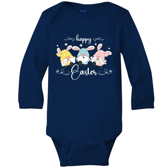 Easter Gnome With Bunny Ears Easter Celebration Cool Gift Baby Long Sleeve Bodysuit