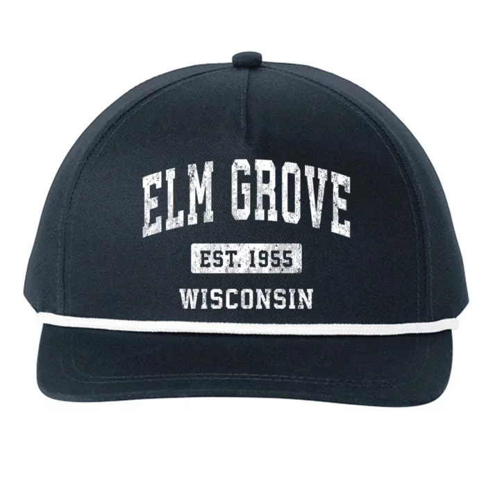 Elm Grove Wisconsin Wi Vintage Established Athletic Sports Design Snapback Five-Panel Rope Hat