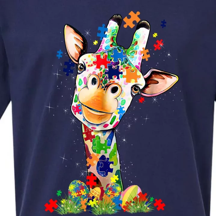 Easter Giraffe World Autism Awareness Day Supporters Outfit Great Gift Sueded Cloud Jersey T-Shirt