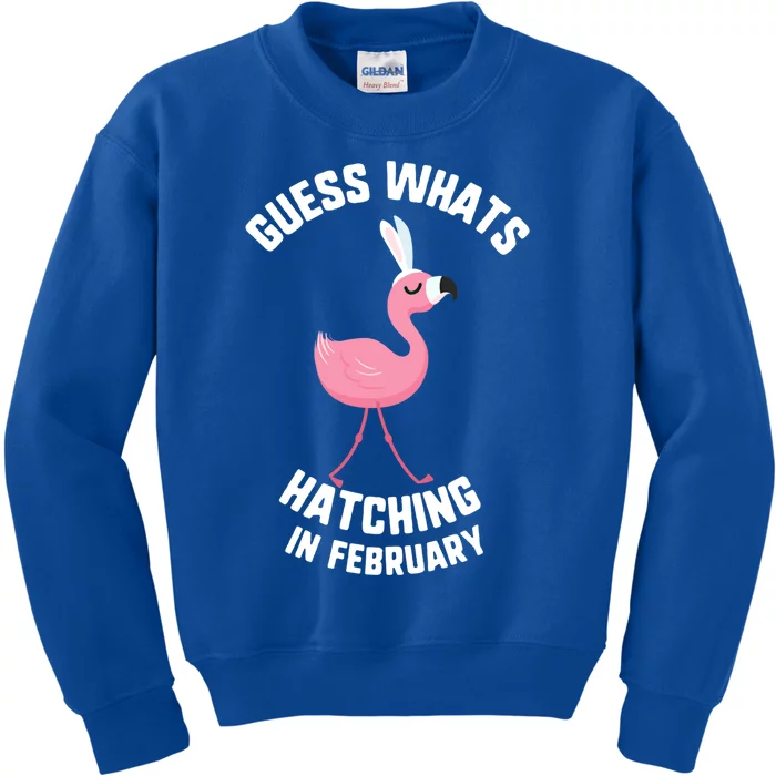 Easter Guess What Hatching In February Flamingo Gift Kids Sweatshirt