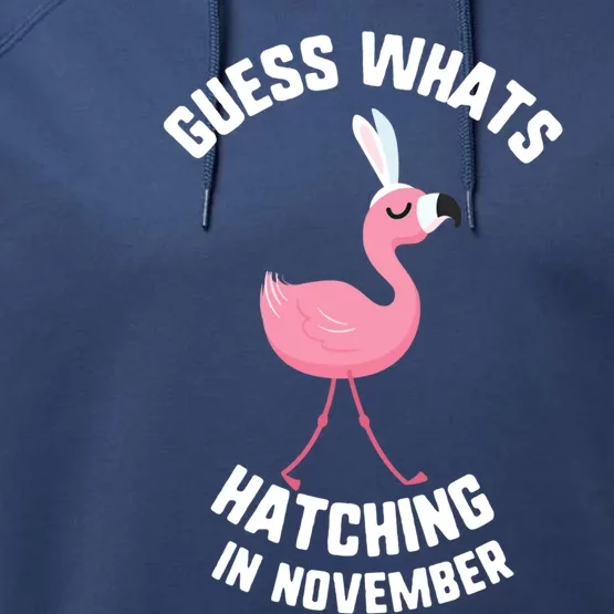 Easter Guess What Hatching In November Flamingo Bunny Gift Performance Fleece Hoodie