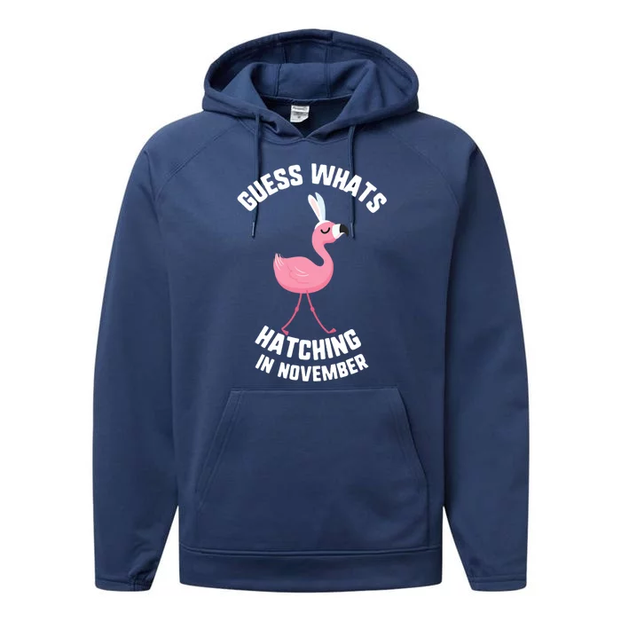 Easter Guess What Hatching In November Flamingo Bunny Gift Performance Fleece Hoodie