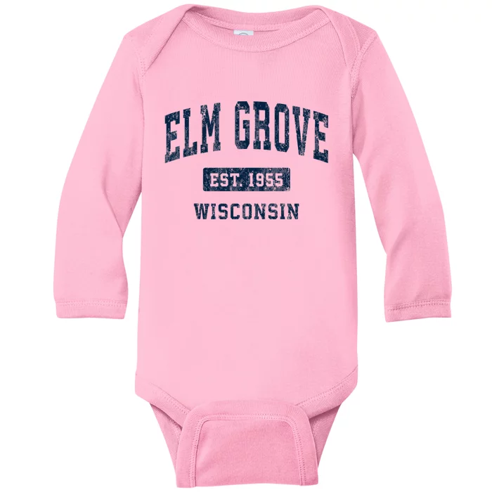 Elm Grove Wisconsin Wi Vintage Athletic Sports Baby Long Sleeve Bodysuit