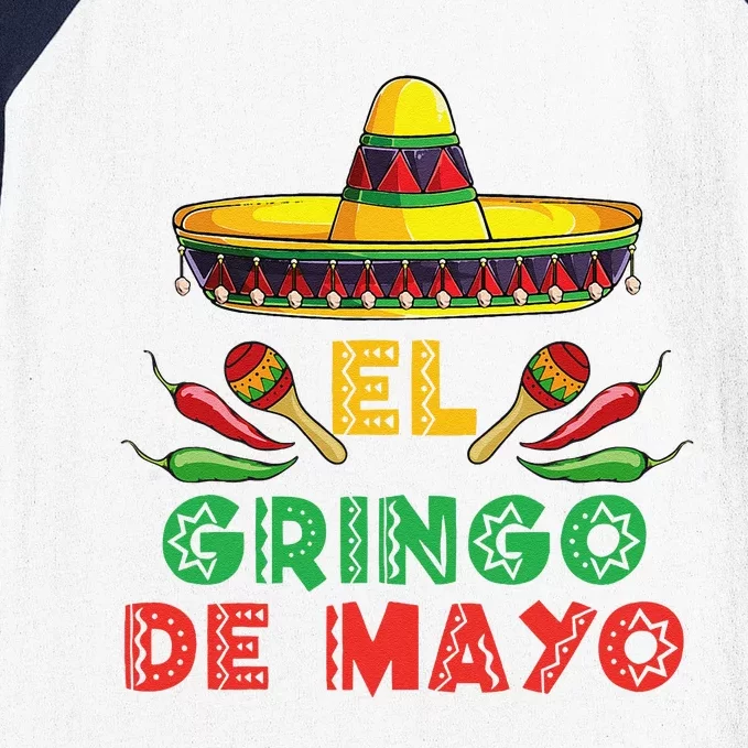 El Gringo With Cactus Sombrero Cinco De Mayo Guitar Baseball Sleeve Shirt