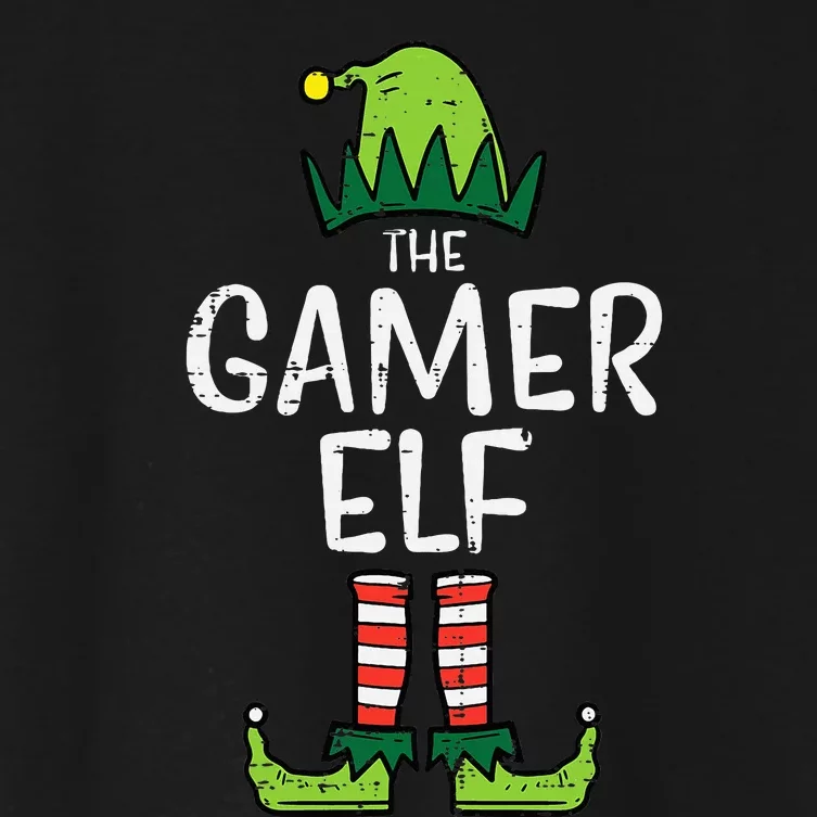 Elf Gamer Xmas Holiday Fun Women's Crop Top Tee