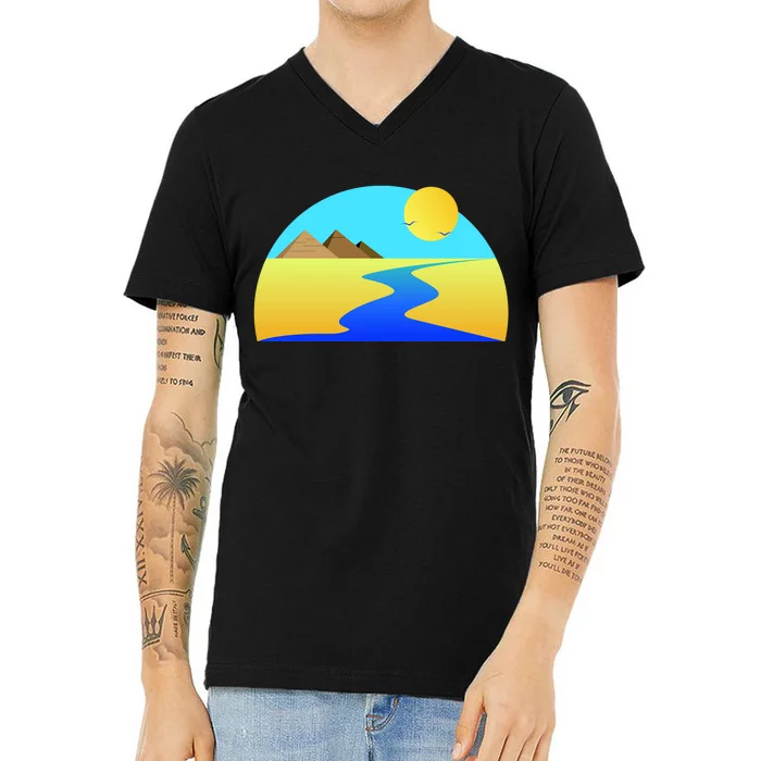 Egypt Nile River Sunset V-Neck T-Shirt