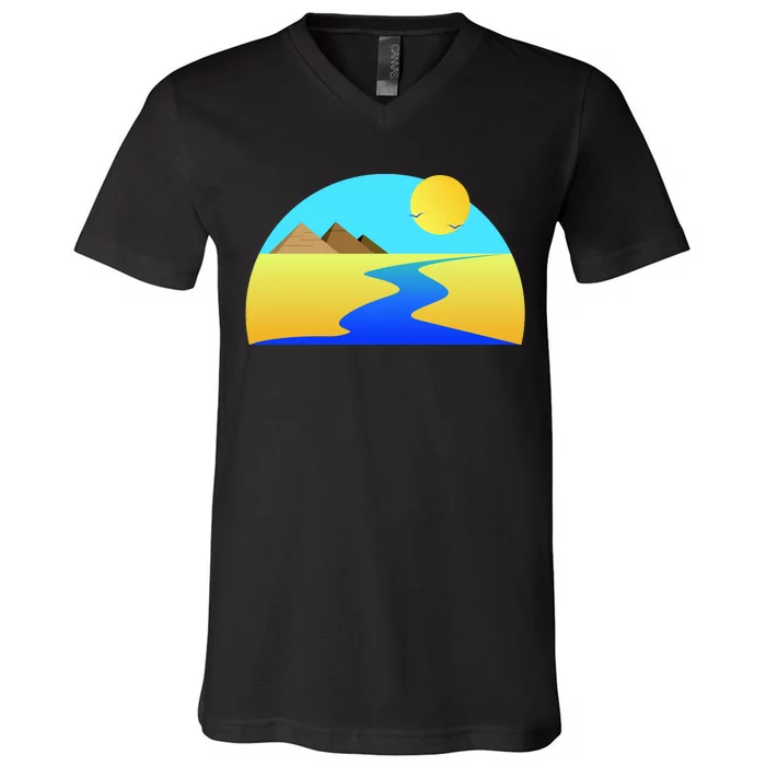 Egypt Nile River Sunset V-Neck T-Shirt