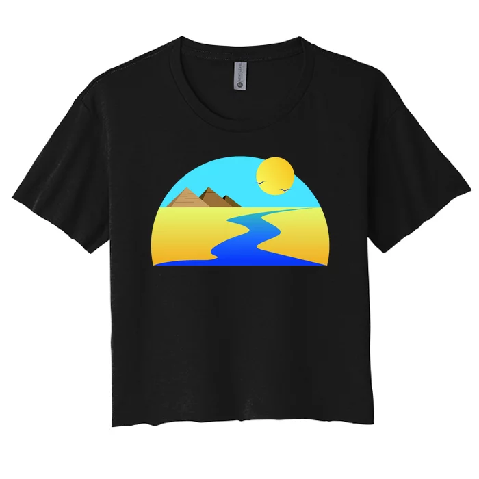 Egypt Nile River Sunset Women's Crop Top Tee