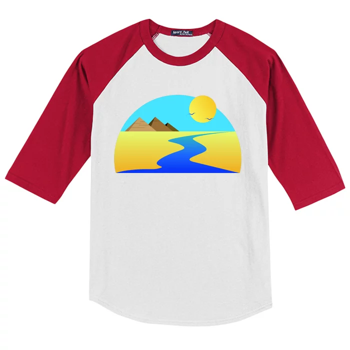 Egypt Nile River Sunset Kids Colorblock Raglan Jersey