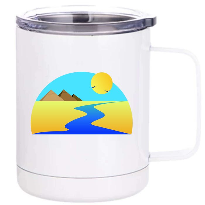 Egypt Nile River Sunset Front & Back 12oz Stainless Steel Tumbler Cup