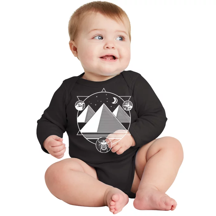 Egyptian Pyramids Emblem Baby Long Sleeve Bodysuit