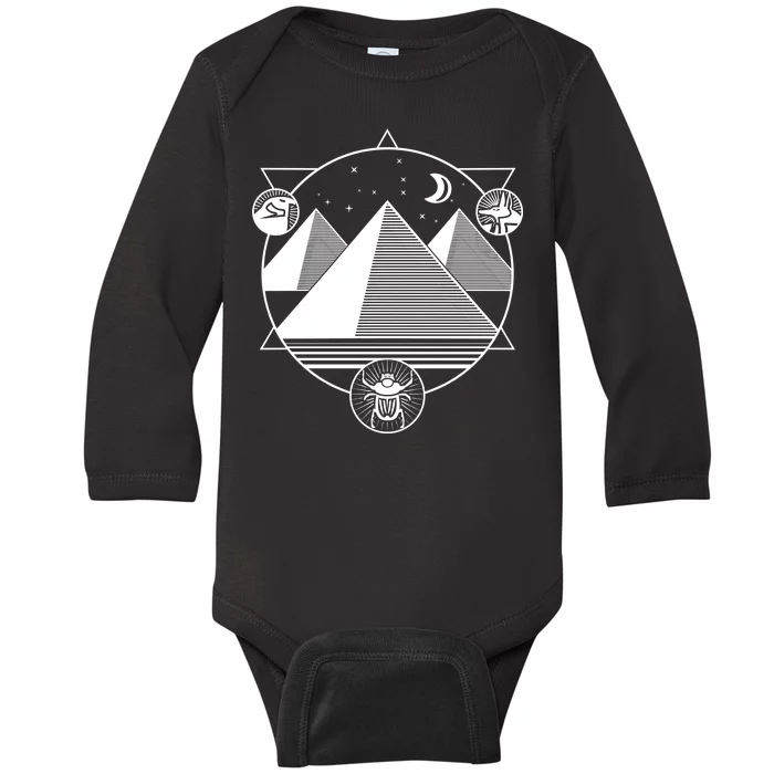 Egyptian Pyramids Emblem Baby Long Sleeve Bodysuit