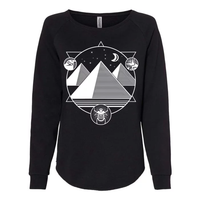 Egyptian Pyramids Emblem Womens California Wash Sweatshirt