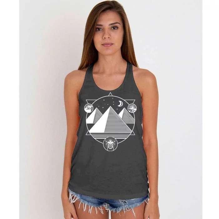 Egyptian Pyramids Emblem Women's Knotted Racerback Tank