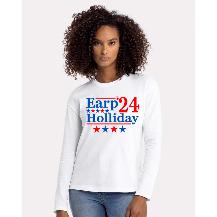 Earp Holliday 2024 Political Parody Womens Cotton Relaxed Long Sleeve T-Shirt