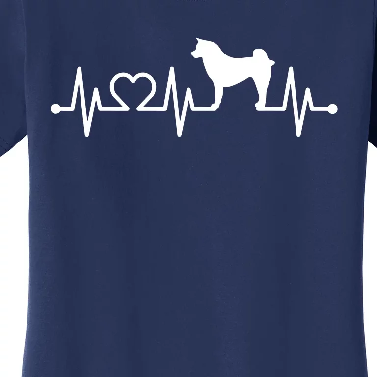 ECG Heartbeat Akita Inu Ken Pulse Japanese Dog Owner Women's T-Shirt