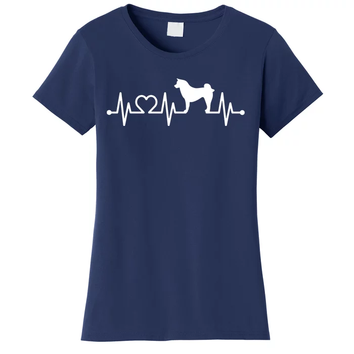 ECG Heartbeat Akita Inu Ken Pulse Japanese Dog Owner Women's T-Shirt