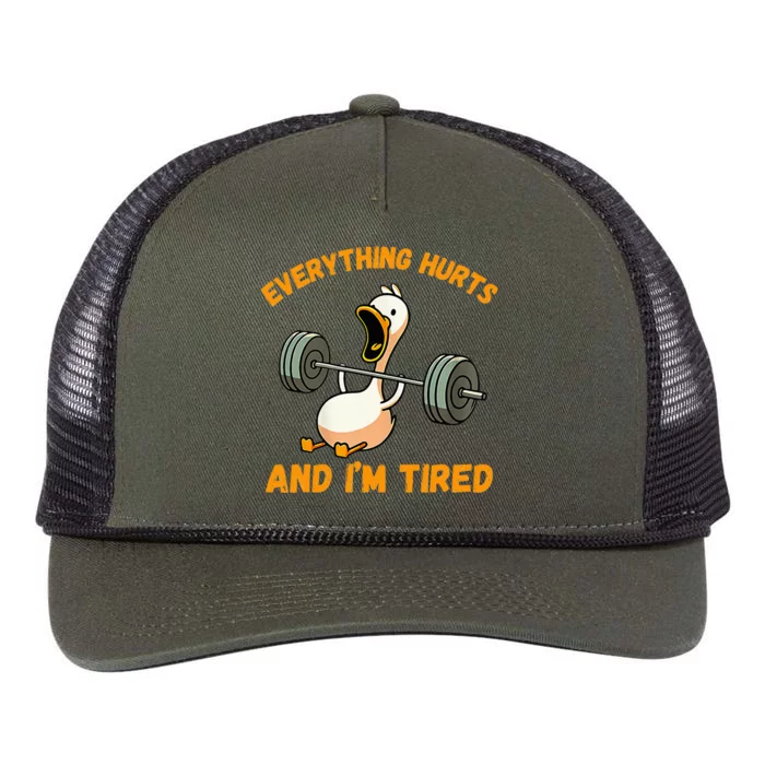 Everything Hurts And IM Tired Duck Retro Rope Trucker Hat Cap