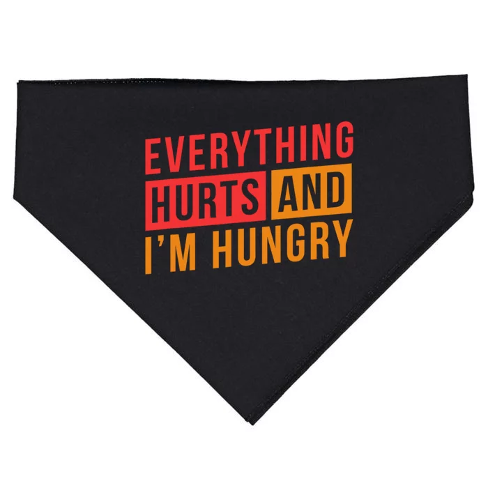 Everything Hurts And IM Hungry Saying Gym Workout USA-Made Doggie Bandana