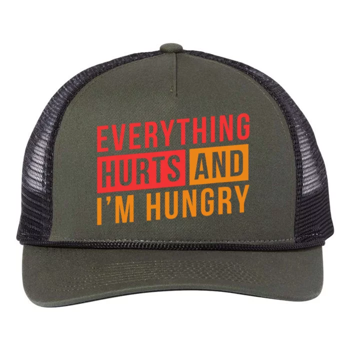 Everything Hurts And IM Hungry Saying Gym Workout Retro Rope Trucker Hat Cap