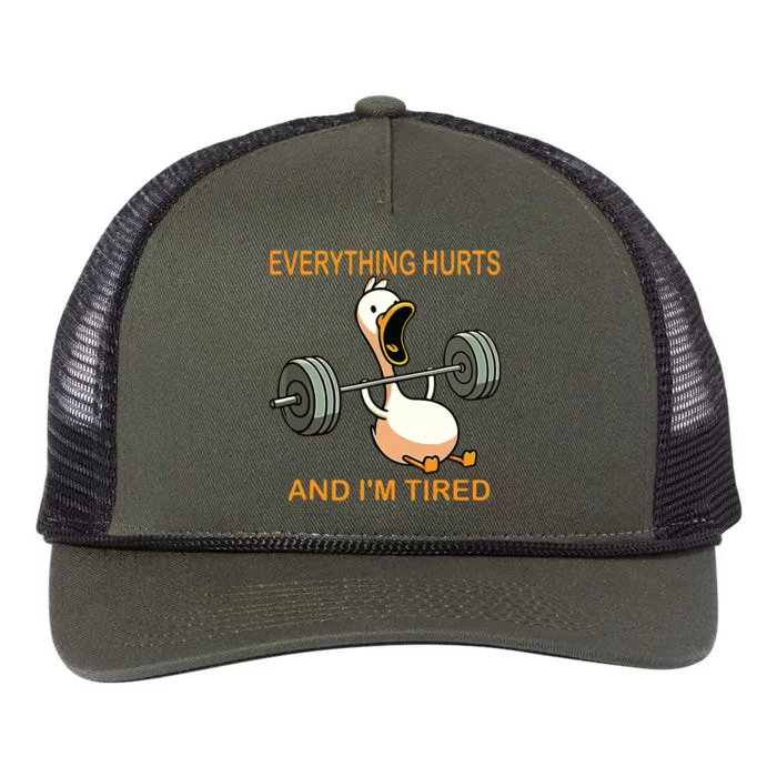 Everything Hurts And Im Tired Duck Retro Rope Trucker Hat Cap